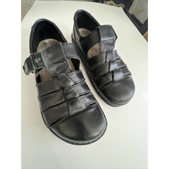 Birkenstock Footprints Leather Black Buckle Sandals Shoes Women's Size 39 - Picture 2 of 8